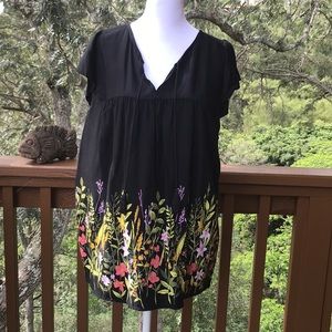 Old Navy Empire Yolk Tie Tassel Blouse size L